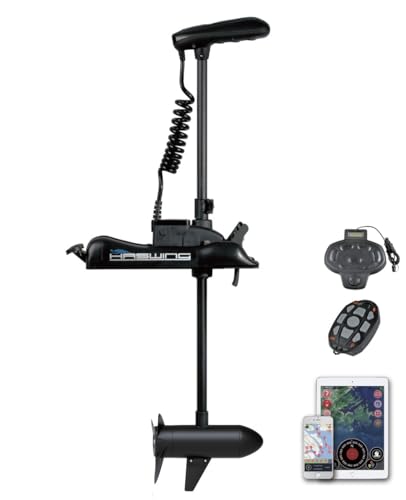 HASWING Boat Electric Trolling Motor – 12V 54" 55lbs Cayman GPS Shaft Bow Mount Portable Fishing Boat Saltwater Freshwater with Wireless Remote Control 50736-137W
