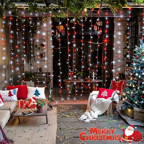 JMEXSUSS 300 LED Remote Control Christmas Curtain Lights, Warm White V64841