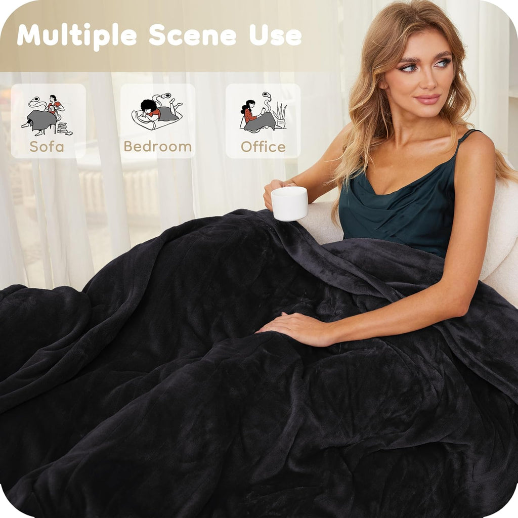 Electric Heated Blanket Full Size Flannel with 4 Heating Levels, Washable - Dark Grey R169