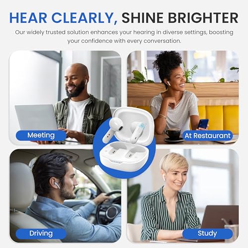 EZ-HEAR Rechargeable Hearing Amplifiers for Seniors with Noise Cancelling Charging Case D47046
