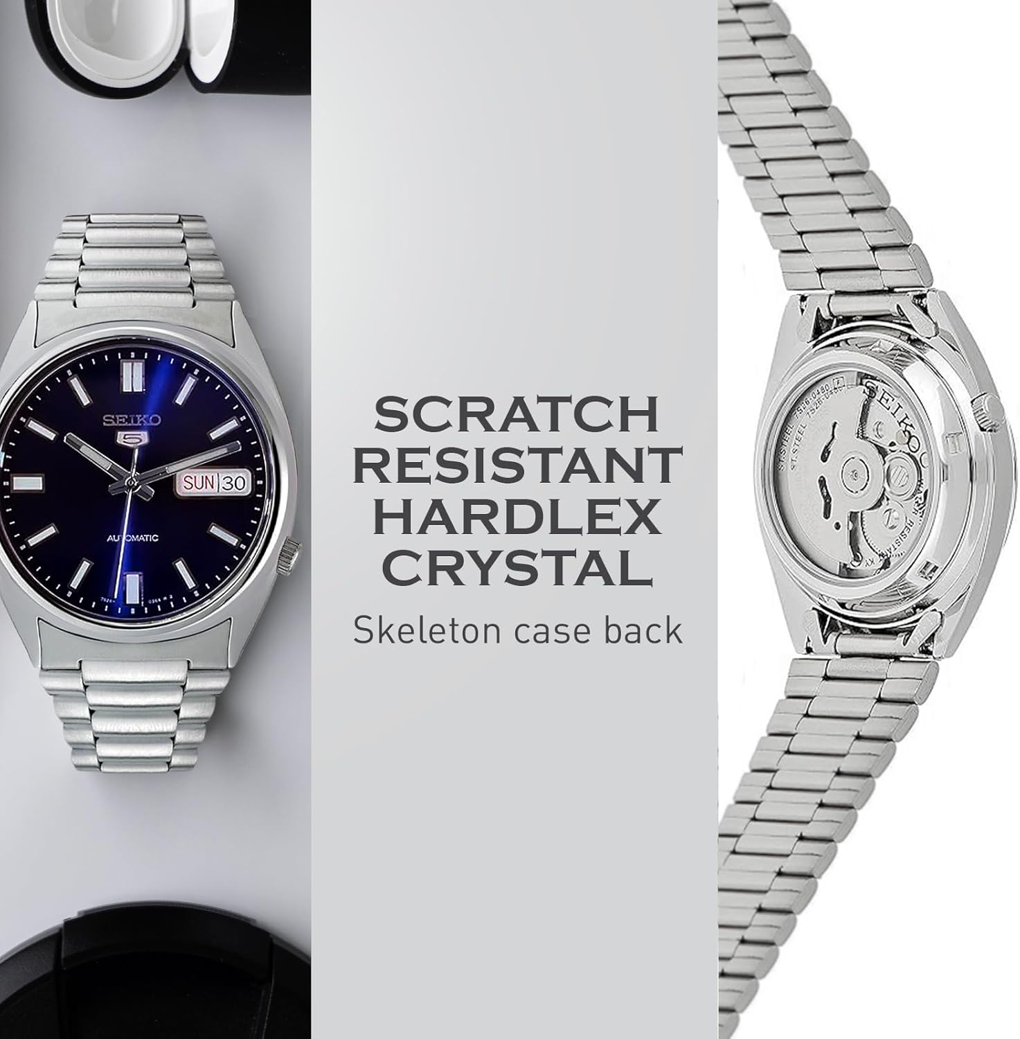 SEIKO SNXS77 Automatic Watch for Men, Blue Dial, Stainless Steel H492