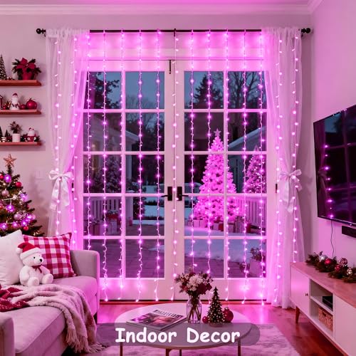 JMEXSUSS 300 LED Remote Control Christmas Curtain Lights, Warm White V64841