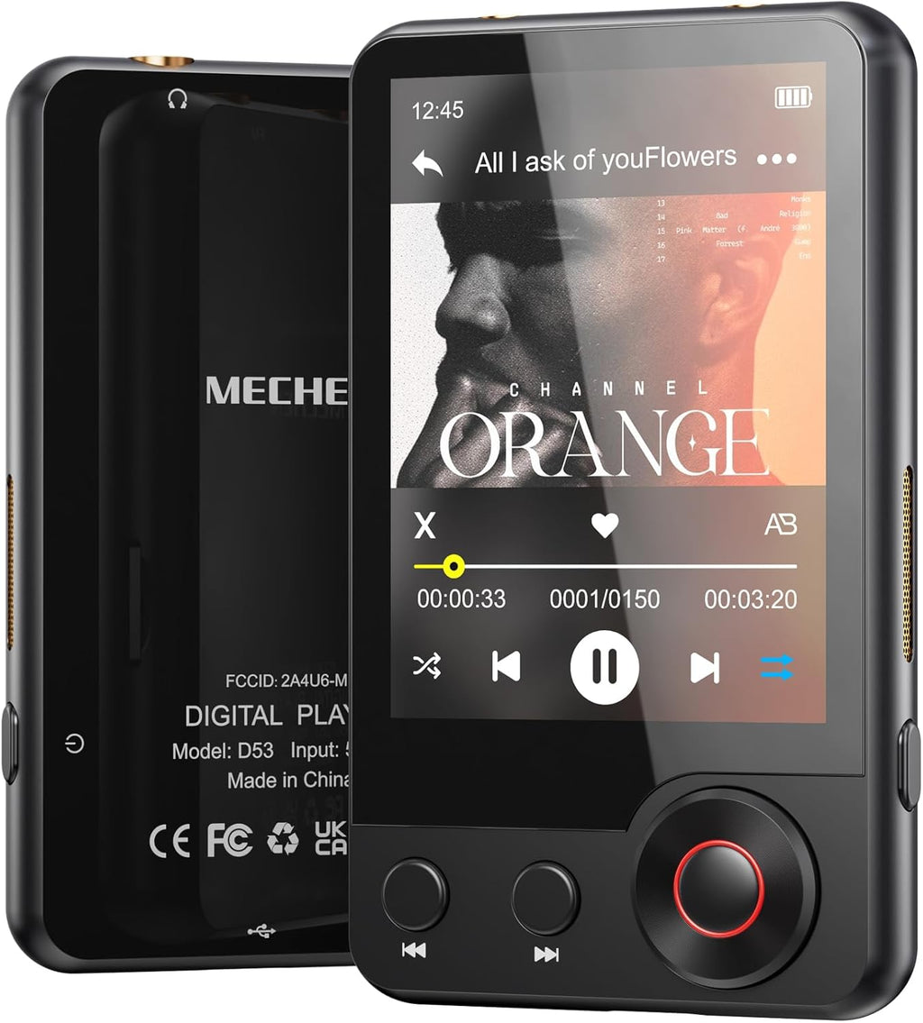 128GB MP3 Player with Bluetooth - MECHEN D53 Portable Mp3 Music Player with HiFi Speaker, 2.4" Screen MP3 Player with Voice Recorder, FM Radio, Touch Screen,Support up to 128GB SD Card