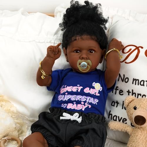 JIZHI Reborn Baby Doll Black 22 Inch African American Newborn Girl with Soft Body I836608