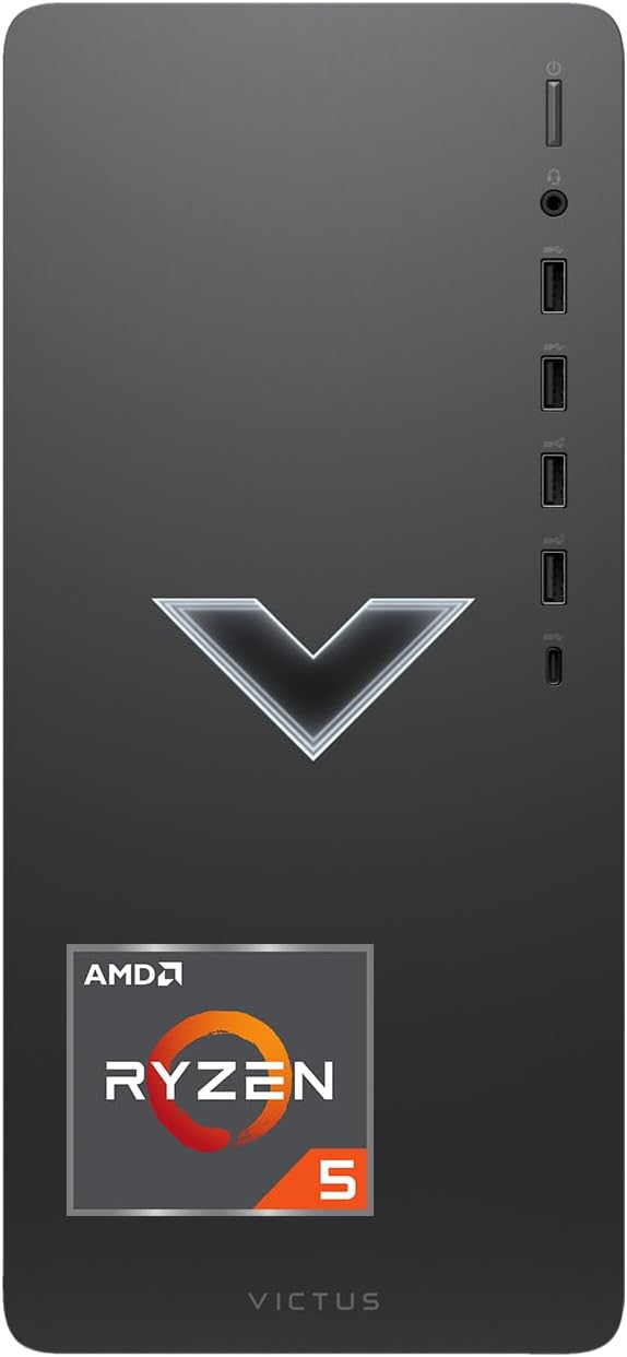 HP Victus Gaming Tower Desktop, AMD Ryzen 5 5600G (Beat i5-12400), AMD Radeon RX 6400, 16GB RAM, 512GB SSD + 1TB HDD, Wi-Fi, RJ-45, HDMI, Display Port, Windows 11 Home, Wired KB & Mouse, Black