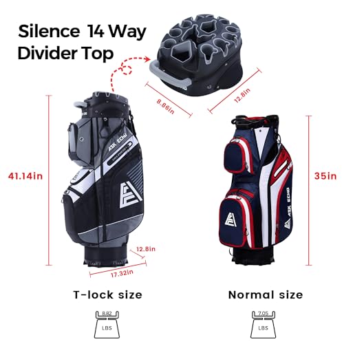 ASK ECHO T-Lock Golf Cart Bag 14-Way Organizer with Rain Cover S60095