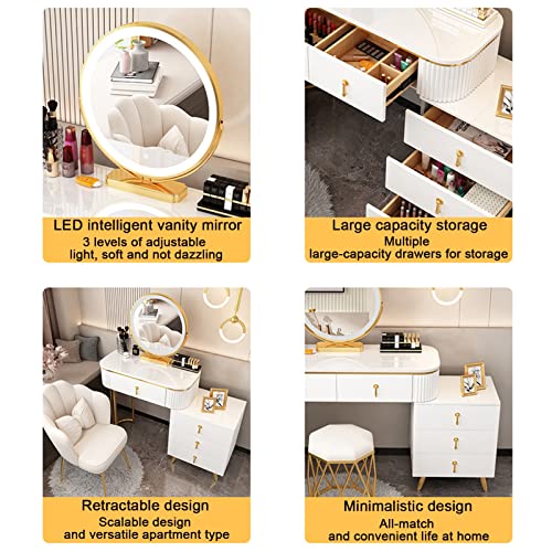 Makeup Vanity Desk with Lighted Mirror and Stool, Gray M812