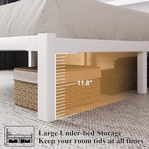 Full Size Heavy Duty Metal Platform Bed Frame with Under Bed Storage, Black R9813