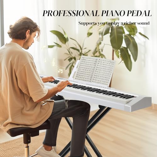 Ktaxon Weighted Keyboard Piano 88 Keys Digital Piano with Stand, Bag, Pedal, Headphones and MIDI Bluetooth M8426