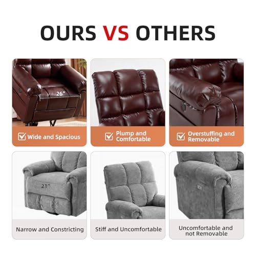 Oversized Power Lift Recliner Chair with Massage and Heat for Elderly, Beige R7985