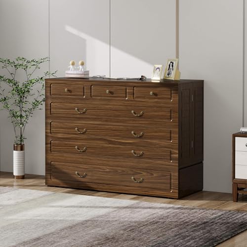 Murphy Bed Queen Cabinet with Charging Station and Storage Drawer J989
