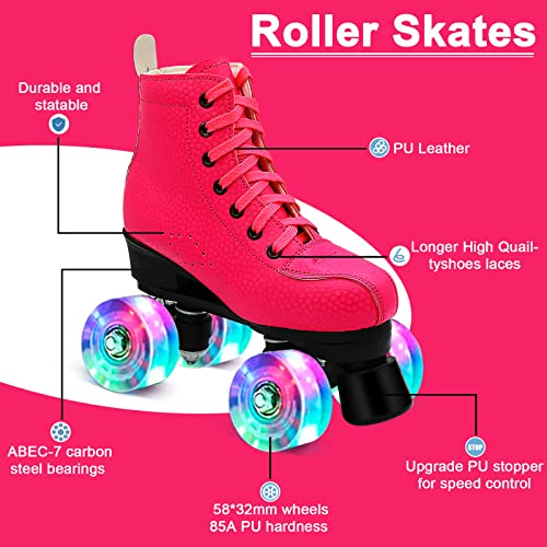 High-top Roller Skates for Women & Girls with Shiny Wheels Y727472