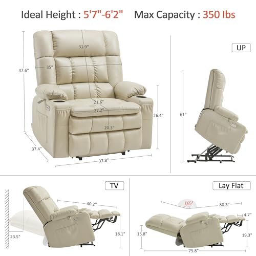 MCombo Dual Motor Power Lift Recliner Chair for Elderly with Heat and Massage, Black E570141