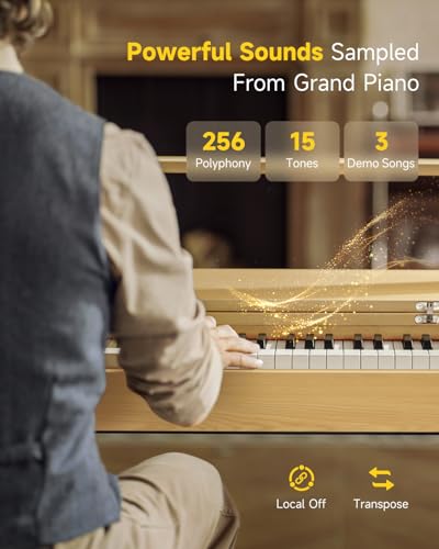 Donner OURA R300 88 Key Weighted Digital Piano, Bluetooth, Walnut Wood Color Q23942