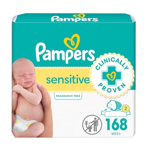 Pampers Sensitive Baby Wipes, Water Based, Hypoallergenic and Unscented, 16 Flip-Top Packs (1344 Wipes Total)