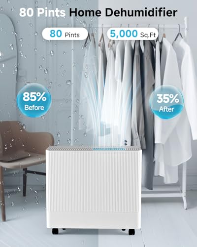 52 Pints Dehumidifier for Home, 4500 Sq.Ft Energy Star with Drain Hose B319825