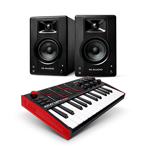 AKAI Professional MPK Mini MK3 - 25 Key USB MIDI Keyboard Controller With 8 Backlit Drum Pads, 8 Knobs and Music Production Software Included, White