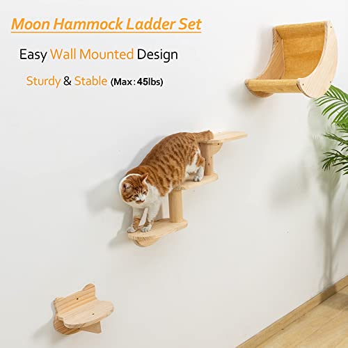Solid Wood Cat Wall Shelves and Perches for Indoor Cats 3-Piece Set M28209