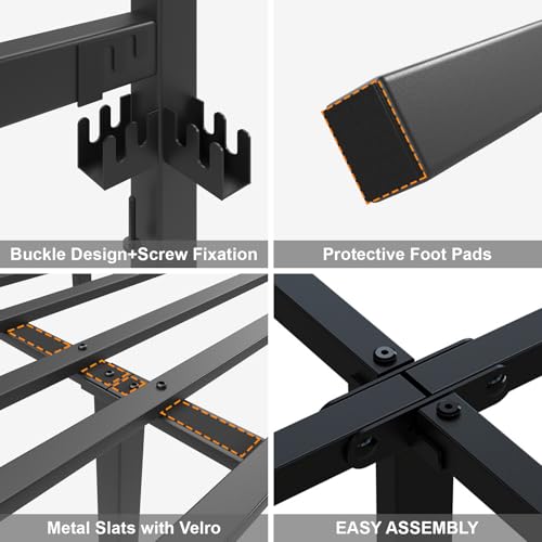 Full Size Heavy Duty Metal Platform Bed Frame with Under Bed Storage, Black R9813