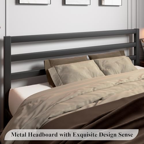 Full Size Heavy Duty Metal Platform Bed Frame with Under Bed Storage, Black R9813