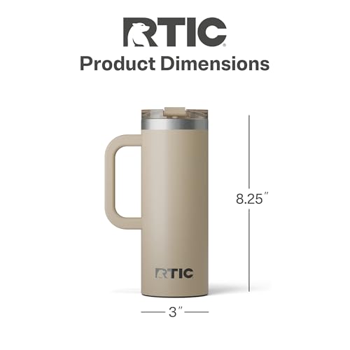 RTIC 20oz Road Trip Travel Mug with Lid and Handle, Insulated Stainless Steel P393441
