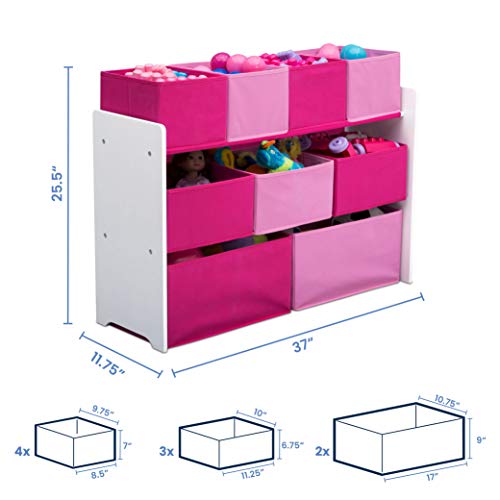 Delta Children Deluxe Multi-Bin Toy Organizer, White/Pink B11718