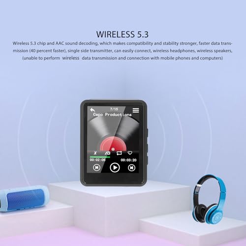 MP3 Player with Bluetooth, Built-in Speaker, 2.4 Inch Screen D345