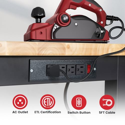 48 Inch Adjustable Height Workbench with Storage and Power Outlets R129134