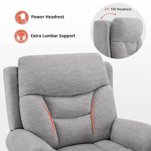 MCombo Triple Motor Power Lift Recliner Chair with Massage and Heating, Fabric, Coffee M573841