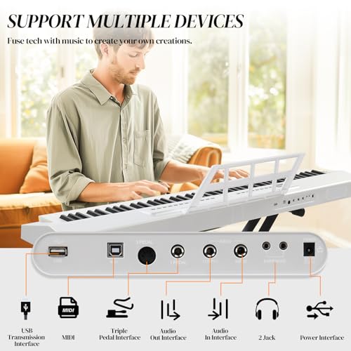Ktaxon Weighted Keyboard Piano 88 Keys Digital Piano with Stand, Bag, Pedal, Headphones and MIDI Bluetooth M8426