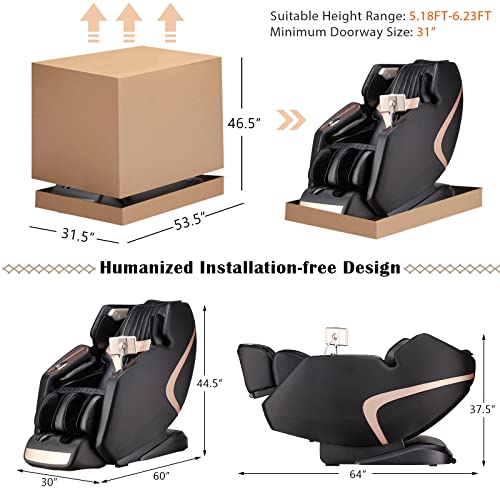 Giantex 3D Full Body Massage Chair, Zero-Gravity Recliner with Touch Screen, SL Track, Black + Brown U7449