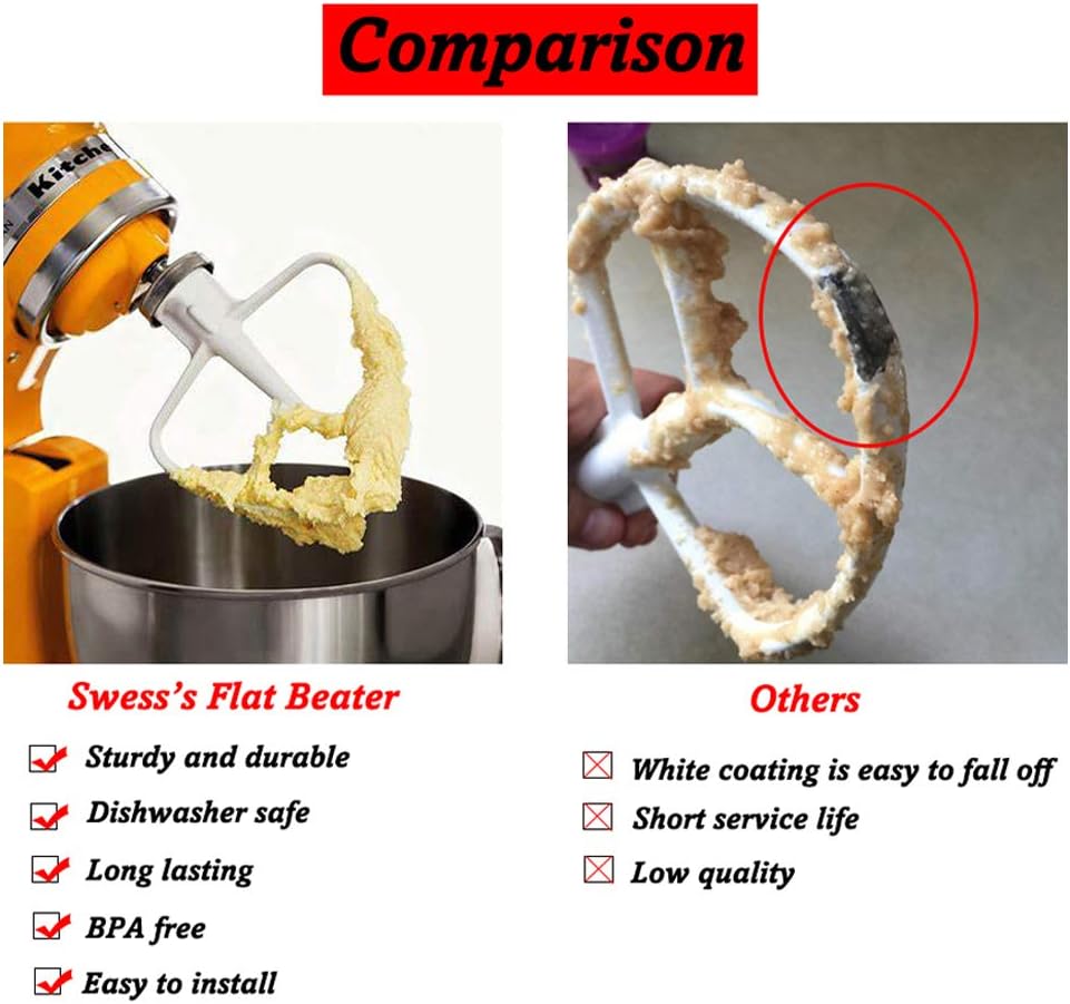K5AB K5SS Stand Mixer Flat Beater Blade for KitchenAid Paddle Attachment 5-QT E940
