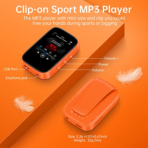 32GB Bluetooth MP3 Player with Touchscreen, Clip-on for Sports P468734