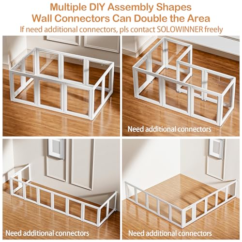 Transparent Dog Playpen with Wall Anchor, 23.6" H, 10 Panels, White N19944
