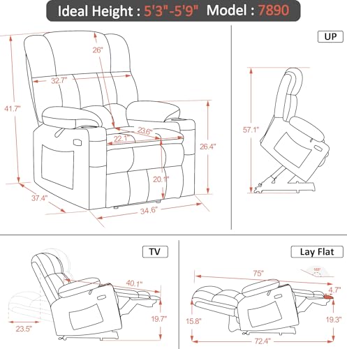 MCombo Dual Motor Power Lift Recliner Chair for Elderly with Heat and Massage, Black E570141