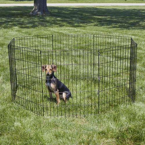 New World Folding Metal Dog Exercise Pen, 24-Inch Tall, Black E-Coated Q53206