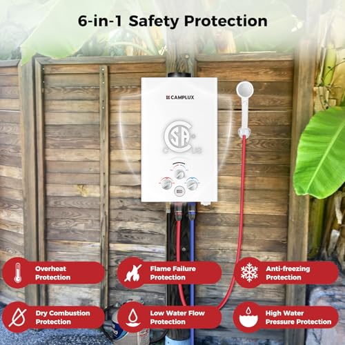CAMPLUX 2.64 GPM Propane Portable Gas Water Heater, 68,000 BTU, White Y83276
