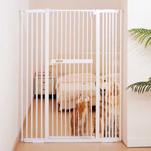 55.1" Extra Tall Pet Gate, 29.9-44.4" Wide Dog Gates for Doorways & Stairs, Metal Auto Close Cat Gate, Pressure Mounted Dog Gate, NO Tools Needed NO Drilling, Black