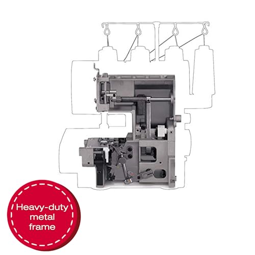 SINGER X5004-HD Metal Frame Serger & Overlock Machine, 8 Built-In Stitches, Grey/Blue J64993