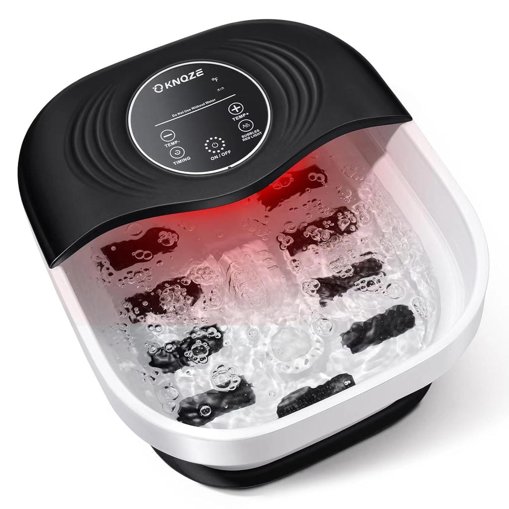Foot Spa Massager with Heat, Bubbles, Large Touch Screen, Collapsible Foot Bath with Massage Rollers, Temperature Control Foot Soaking Tub, Pedicure Foot spa for Stress Relief