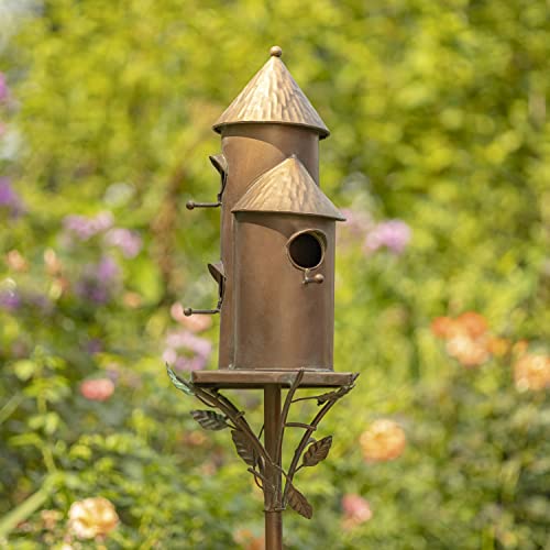 Large Copper Multi-Birdhouse Stakes for 4 Bird Families A740