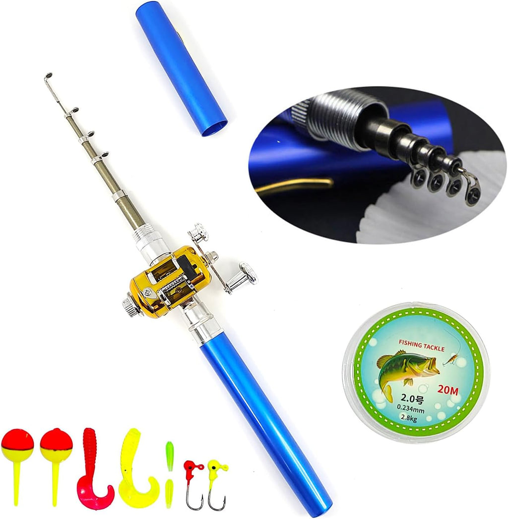 Portable Pocket Telescopic 38inch Mini Pen Fishing Rod and Reel Combo S3216