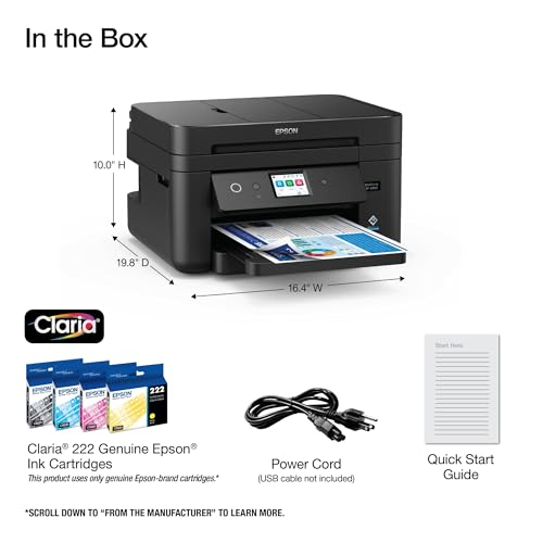 Epson Workforce WF-2930 Wireless All-in-One Printer with Scan, Copy, Fax, ADF, Black N808541