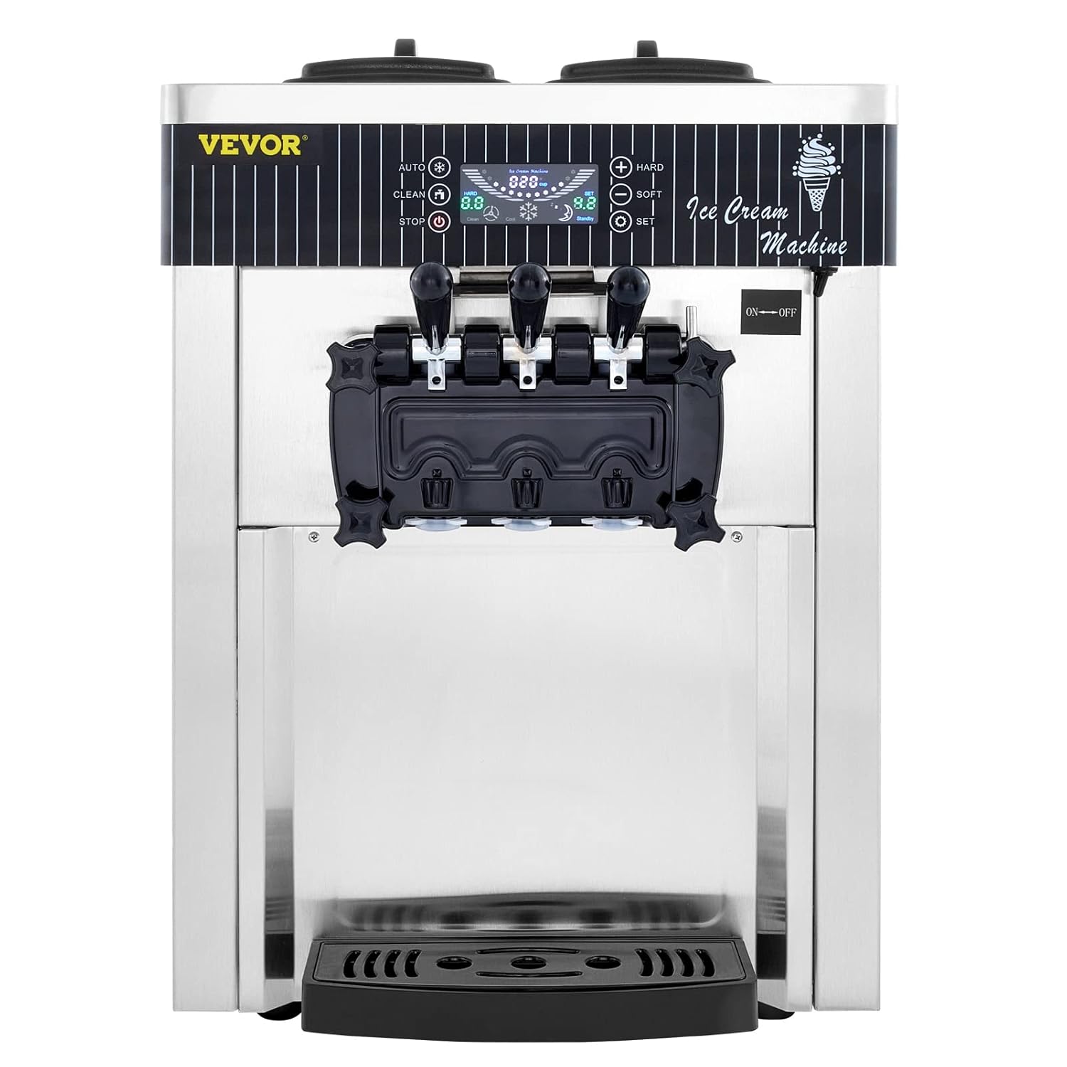 VEVOR Commercial Ice Cream Machine Soft Serve 3 Flavors with LED Display, 2200W O8478