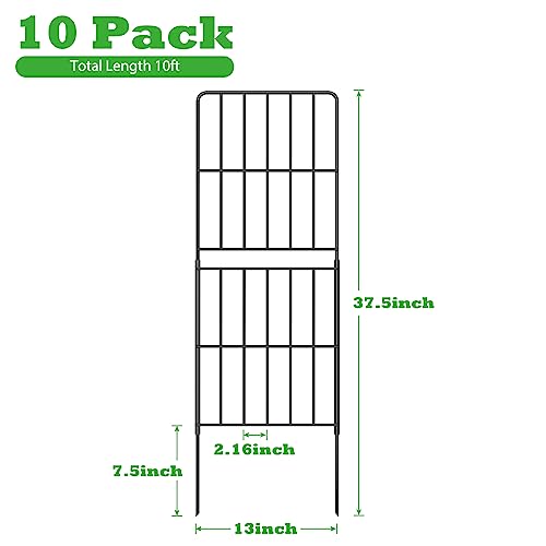OUSHENG Decorative Garden Fence 10 Pack, 37.5in x 10ft Rustproof Metal Wire Panel S94845
