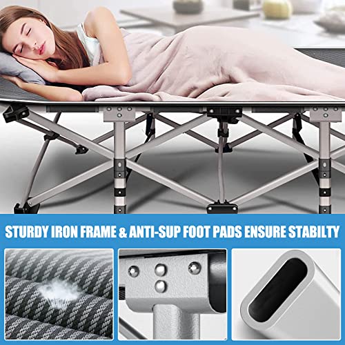 DoCred Folding Camping Cot with Mattress, 2 Pack, Heavy Duty for Adults, Portable with Carry Bag C814529