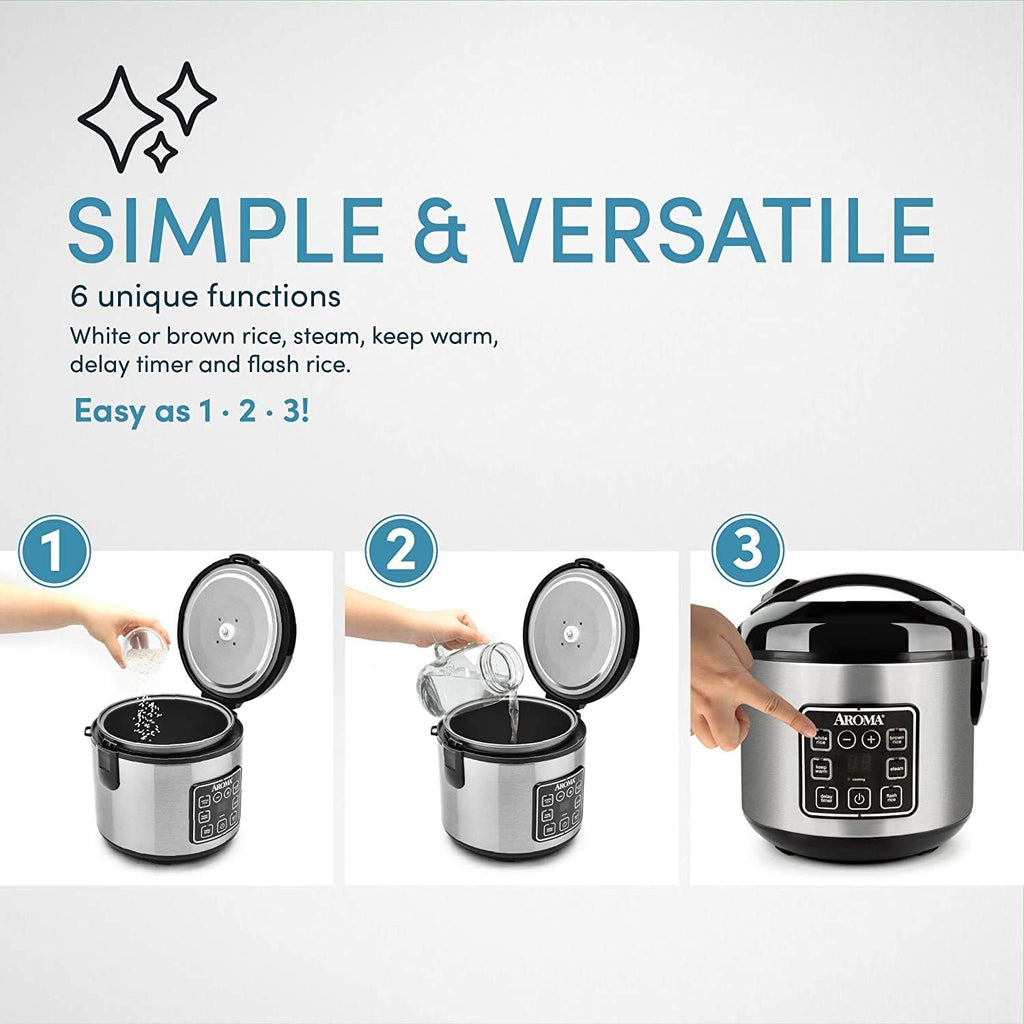 8 Cup Digital Rice Cooker and Food Steamer, Stainless, ARC-914SBD (Renewed) W7959