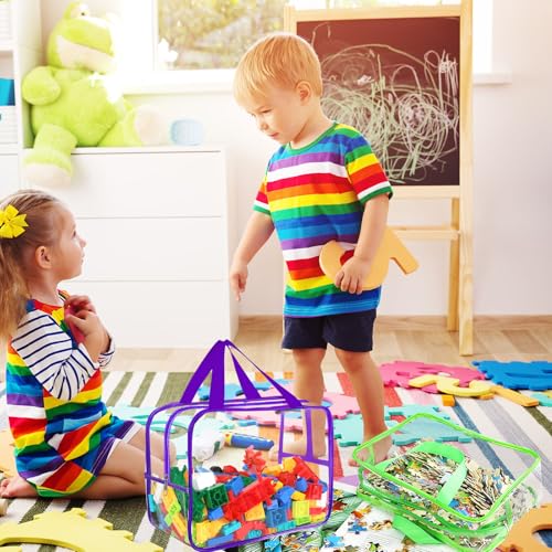 6 Packs Large Toy Storage Bags with Labels, Clear PVC Organizer with Zipper W66156