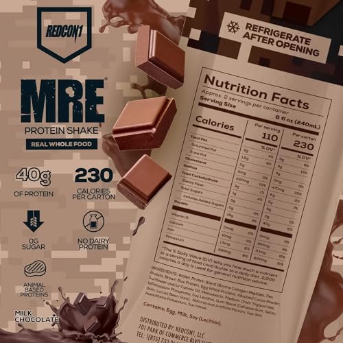 REDCON1 MRE Ready to Drink Protein Shakes, Cookies & Cream - Lactose + Whey Free RTD, 12 Pack Y377913