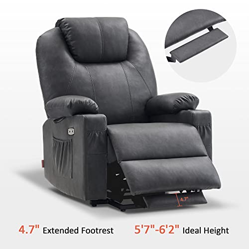 MCombo Dual Motor Power Lift Recliner Chair for Elderly with Heat and Massage, Faux Leather, Black R7957